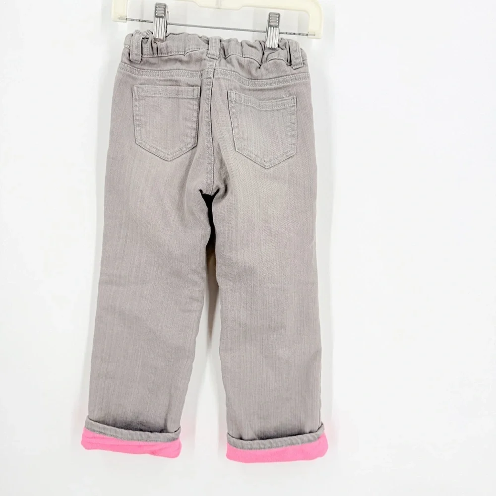 OshKosh B'gosh Gray and Pink Jeans with Stylish Cuffs